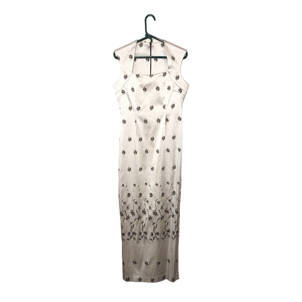 HARLOW NITES VINTAGE 90s Silver Bodycon‎ Maxi Dress Y2K Glam Size L - Picture 2 of 9